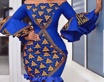 Jolie robe imprimée africaine, robe Ankara, robe kitenge, robe africaine