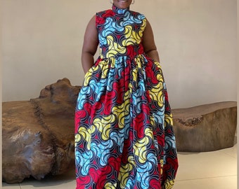 Maxi dress, Sleeveless maxi dress, Long flowy dress, Maxi dress for women, African Dress, Ankara Dress, African Print Dress