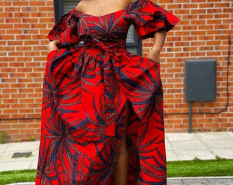 Ankara maxi dress surplice neckline print dress gathered dress african print dress ankara dress maxi dress