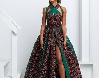 Abito africano, abito infinito Ankara, maxi abito Ankara, abito Ankara, abbigliamento africano, abito Ankara di moda africana, abiti africani