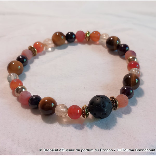 Bracelet diffuseur du Dragon en pierres naturelles gemmes - Bijou diffuseur, bracelet à parfumer, bijou à parfumer