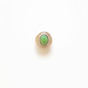 Anillo vintage de oro de 18 quilates hecho a mano con 18 diamantes y 1 turquesa.
