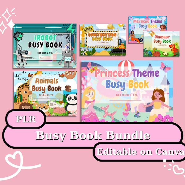 Editable busy book bundle, kids busy book, preschool busy book, toddler busy book, plr template, plr products, busy book, plr, quiet book,