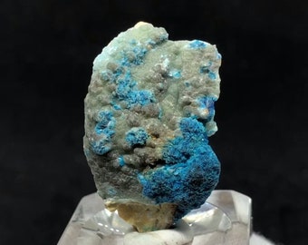 Druzy Blue Veszelyite Crystal Cluster, Raw Veszelyite Mineral from Dongchuan Dist, Yunnan, China, Mineral Specimen
