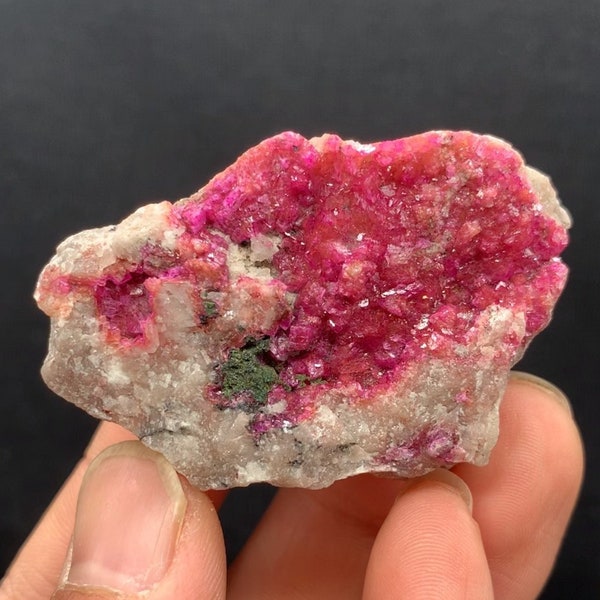 Bright Pink Cobalt Calcite with Malachite Cluster from the Congo, Cobalt Calcite Malachite Specimen, Mineral Specimen