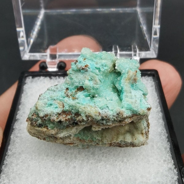 Rough Blue Chrysocolla, Raw Chrysocolla from from Burma, Chrysocolla Crystal Specimen, 34mm Box Chrysocolla Matrix Cluster