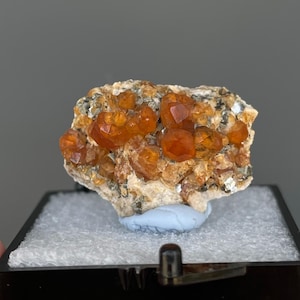 Smoky Quartz with Orange Spessartine Garnet from Yunxiao, Fujian Province, China, Garnet Mineral Specimen