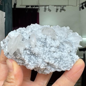 White Fluorescent Calcite Specimen from Fujian, China, White Thousand Layer Calcite, Flaky Calcite, Mineral Specimen Collection