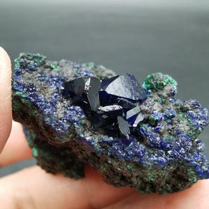 Blue Azurite Malachite Specimen, Vibrant Blue Azurite from Anhui Province, China, Raw Blue Azurite Cluster with Malachite, Mineral Specimen.