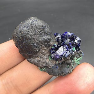 Blue Azurite Malachite Specimen, Vibrant Blue Azurite from Anhui Province, China, Mineral Specimen