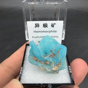 Blue Hemimorphite Crystal Specimen, Natural Rare Mineral Specimen from Yunnan Province, China, 34mm Box Mineral Specimen