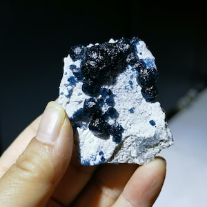 BlueBerry Fluorite Crystal from Inner Mongolia, Deep Blue Fluorite Cluster, Mineral Specimen, Fluorite Collection