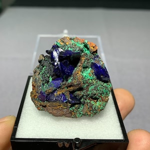 Blue Azurite Specimen, Vibrant Blue Azurite from Yunnan Province, China, Raw Blue Azurite Cluster with Smithsonite, Mineral Specimen