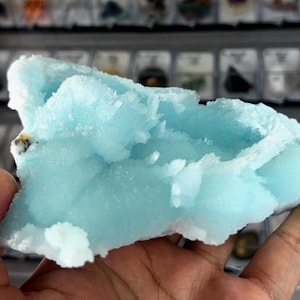 Blue Aragonite Specimen, Druzy Light Blue Aragonite from Yunnan Province, China, Raw Blue Aragonite Cluster, Mineral Specimen