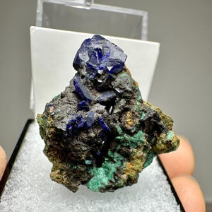 Blue Azurite Malachite Specimen, Vibrant Blue Azurite from Anhui Province, China, Raw Blue Azurite Cluster with Malachite, Mineral Specimen