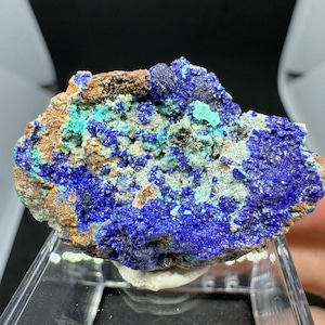 Blue Azurite Specimen, Vibrant Blue Azurite from Yunnan Province, China, Raw Blue Azurite Cluster with Smithsonite, Mineral Specimen