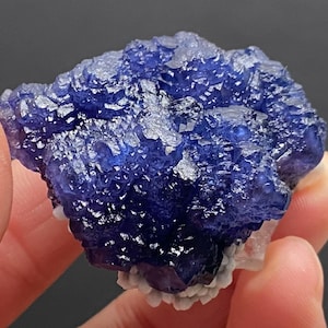 BlueBerry Fluorite Crystal from Inner Mongolia, Deep Blue Fluorite Cluster, Mineral Specimen, Fluorite Collection