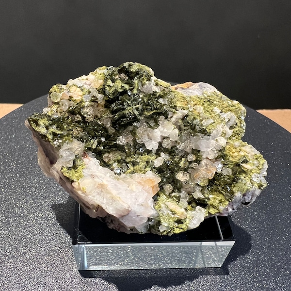 Green Garden Quartz and Epidote Mineral from Sichuan, China, Raw Quartz Crystal with Green Epidote, 2.2oz