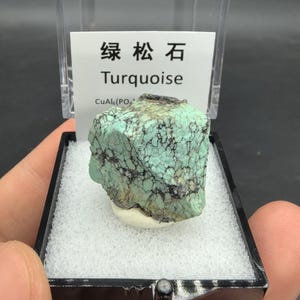 Green Turquoise Crystal from Hubei, China, 34mm Box Raw Turquoise Rough Stone, Turquoise Mineral Raw Crystal
