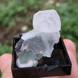 White Fluorescent Calcite Specimen from Fujian, China, Calcite on Sugar Fluorite, White Calcite, Mineral Specimen Collection