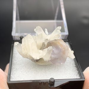 Light Purple Cube Fluorite on Quartz, Fluorite with Crystals Mineral Specimen from Inner Mongolia, China, Fluorite Cluster Collection