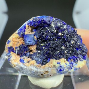 Blue Azurite Specimen, Vibrant Blue Azurite from Yunnan Province, China, Raw Blue Azurite Cluster with Smithsonite, Mineral Specimen