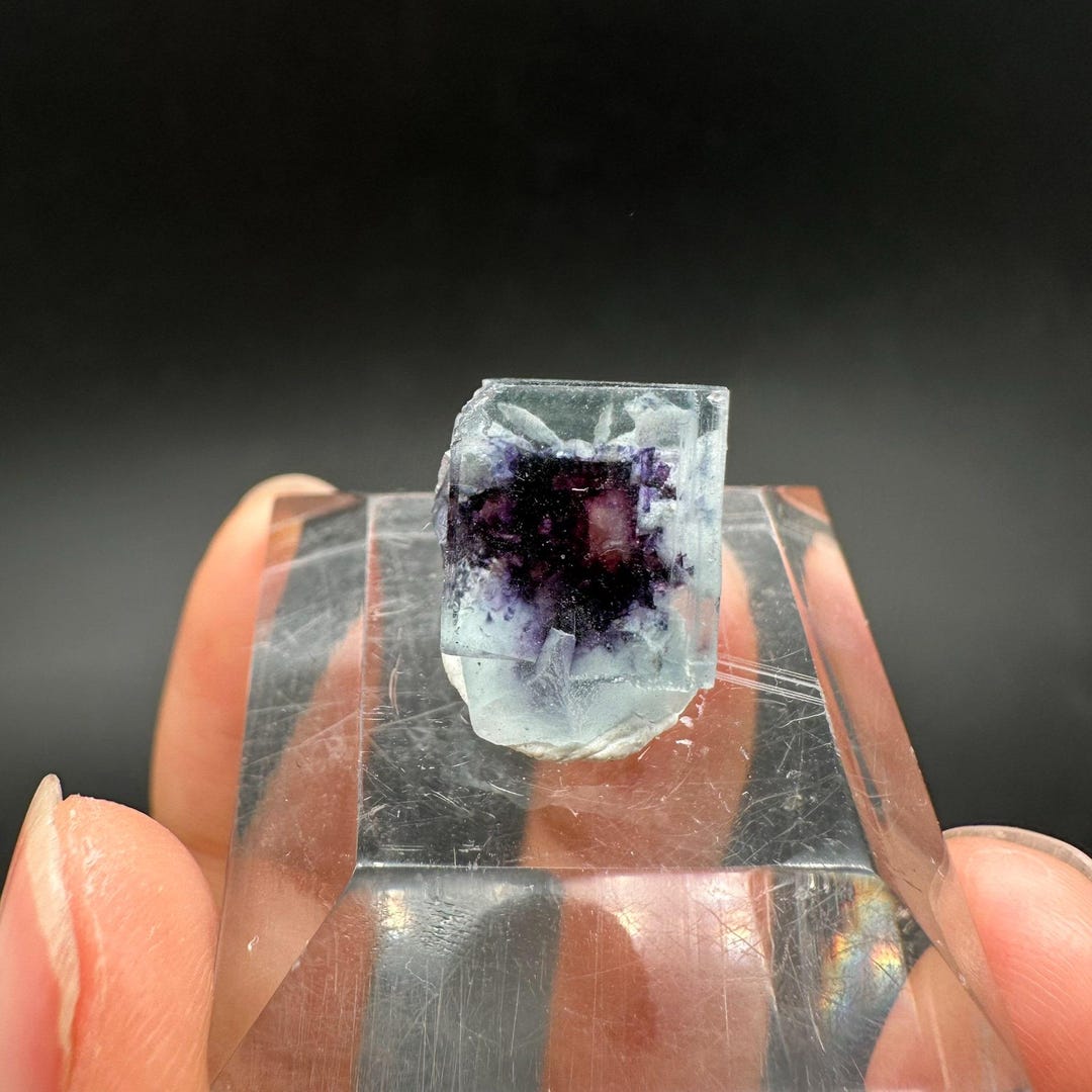 Purple Window Phantom Fluorite Specimen, 30mm Box Fluorite from Inner Mongolia, China, Mineral Specimen, Fluorite Collection, h587