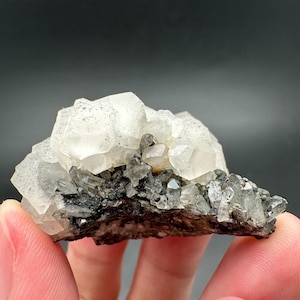 White Fluorescent Calcite Specimen from Inner Mongolia, China, White Thousand Layer Calcite on Quartz, Mineral Specimen Collection