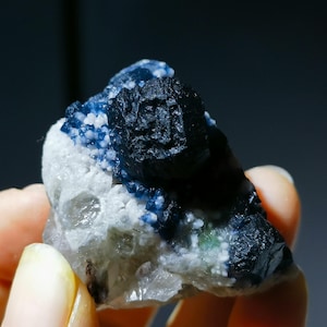 BlueBerry Fluorite Crystal from Inner Mongolia, Deep Blue Fluorite Cluster, Mineral Specimen, Fluorite Collection