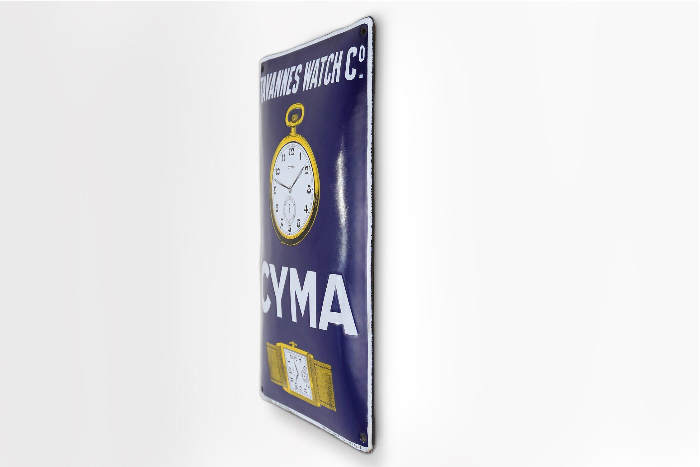 Enseigne Publicitaire Vintage Cyma Agent - Fabriquée Par Huguenin Suisse - Occasion