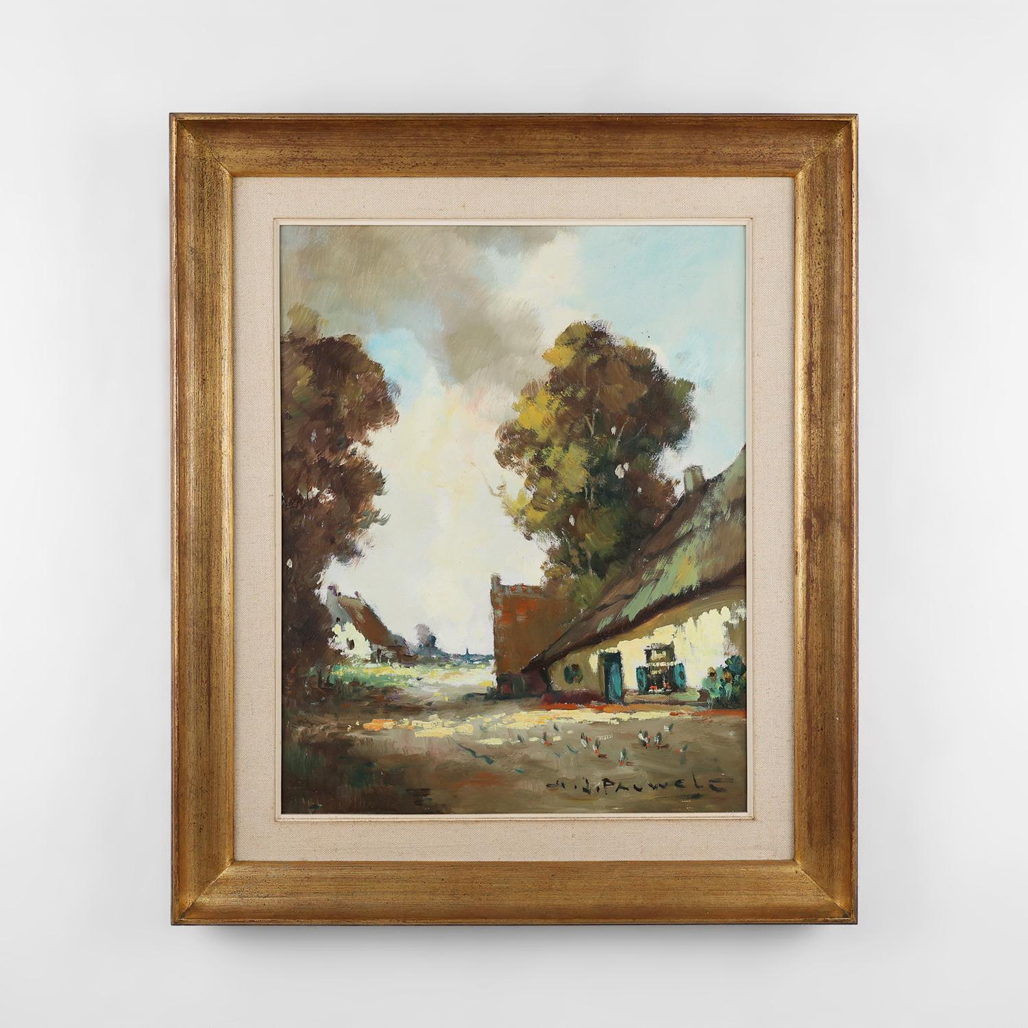 Belgian Artist, Farm Scene, 1950s, Oil on Canvas, Framed - Etsy