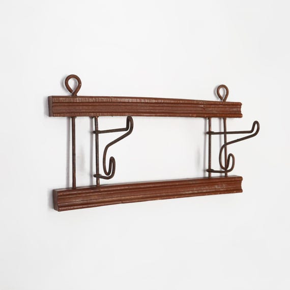 French Art Deco Folding Wall Coat Rack, 1930s