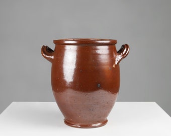 Grande vaso in ceramica smaltata marrone, Belgio, 1800