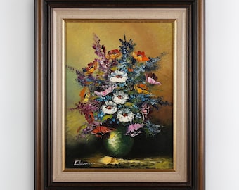 W0541 ヴィンテージ R.Rosini 絵画 バロック花静物画 1950 年代