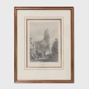 Original engraving &#39;The Cathedral, Bruges&#39; after the work Ernest George, Signed E. George Pinx