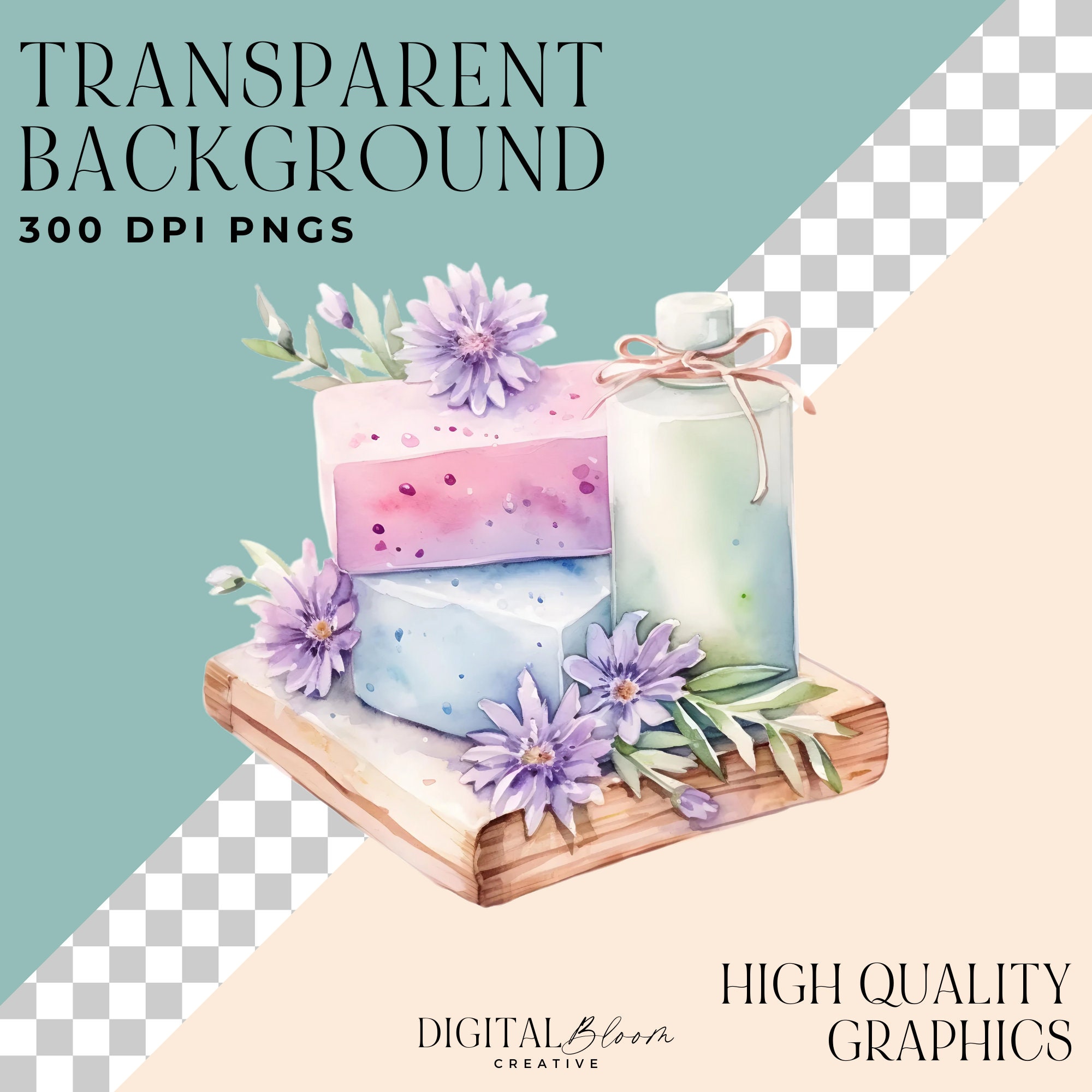 Handmade Soap Clipart Watercolor Bundle Bar of Herbal Fruit Soaps Spa