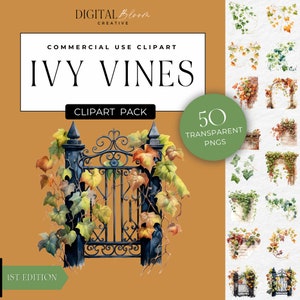 Lierre vignes Clipart feuilles plantes verdure bouquet aquarelle téléchargement numérique moderne verdure faire-part de mariage cadre arche recouverte de lierre