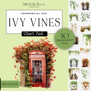 Ivy Vines Clipart Folhas Plantas Verdura Buquê Aquarela Clip Art Moderno Convite De Casamento Moldura Arco Portão Ponte Outono Uso Comercial