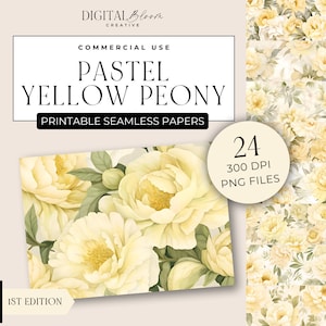 Gelbe Pfingstrose Digitale Papiere Regenbogen Musterdesign Hintergrund Scrapbook Textur Floral Hochzeit Overlay Blumen Clipart Pfingstrosen Pastell