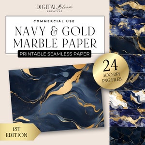 Navy Blau Gold Marmor Nahtloses Papier, sich wiederholendes Muster Digitaler Hintergrund Marmor Scrapbook Textur Hochzeit Overlay funkelnder Stoff Clipart