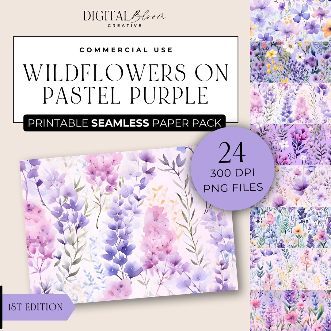 Wildflowers Seamless Digital Paper Organic Spring Summer Flowers ...