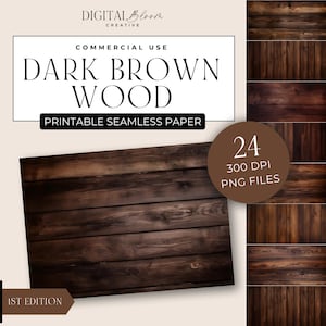 Papel digital de tablones de grano de madera, fondo de scrapbooking de efecto rústico marrón oscuro, superposición desgastada desgastada, diario basura, uso comercial