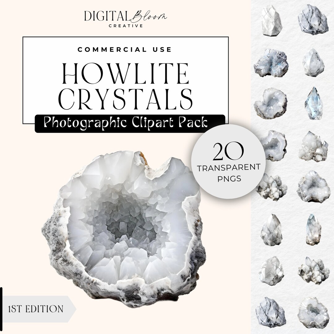 White Howlite Crystal Clipart Realistic Gemstone PNG Healing Geode Clip ...