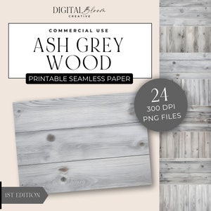 Papel digital de tablones de grano de madera, fondo de scrapbooking de efecto rústico gris ceniza, superposición desgastada desgastada, diario basura, uso comercial