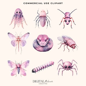 Pink Halloween Creepy Crawlies Clipart Spooky PNG Graphics Clip Art ...