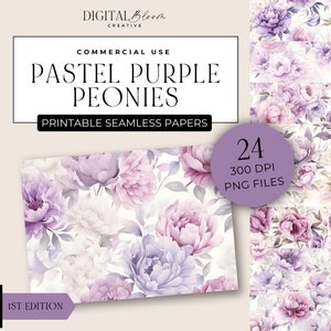 Lila Pfingstrose Digitales Papier Pastell Pfingstrosen Nahtlose Muster Hintergrund Scrapbooking Textur Blumen Hochzeit Overlay Stoff Blumen Clipart