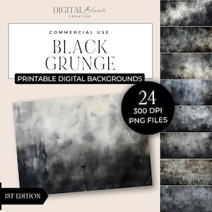 Black Grunge Digital Paper Distressed Watercolor Pattern Vintage Photoshop Background Scrapbook Texture Overlay Backdrop Commercial Use