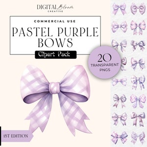 Fiocco coquette acquerello viola pastello, fiocco in nastro lilla Clipart trasparente png, clipart matrimonio lavanda scrapbook, uso commerciale