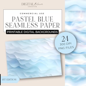 Seamless Printable Pastel Blue Pattern Background Scrapbooking Wallpaper Texture Papers Wedding Overlay Social Media Junk Journal