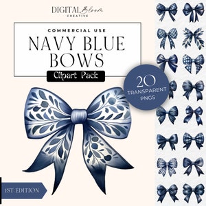 Nastro fiocco Clipart trasparente png, blu navy scuro, fiocco coquette acquerello, download digitale, clipart matrimonio scrapbook, uso commerciale